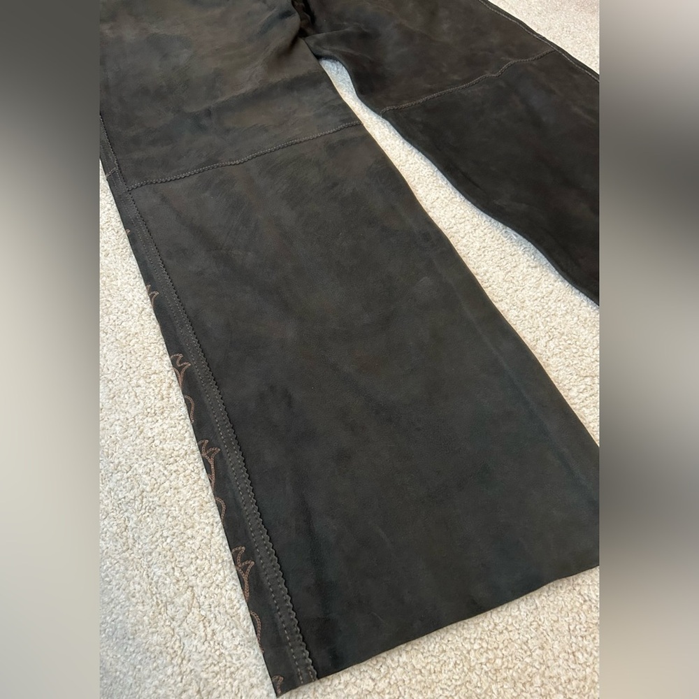 RRL Embroidered Suede Flare Pant Size 28 - Picture 8 of 12